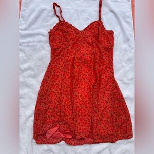 Floral orange mini dress